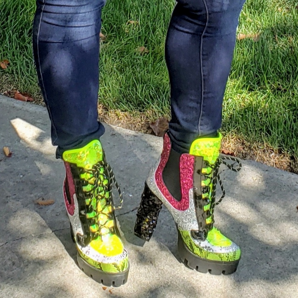 Multi Snake Print Boot Neon Nell 10 - Picture 4 of 8